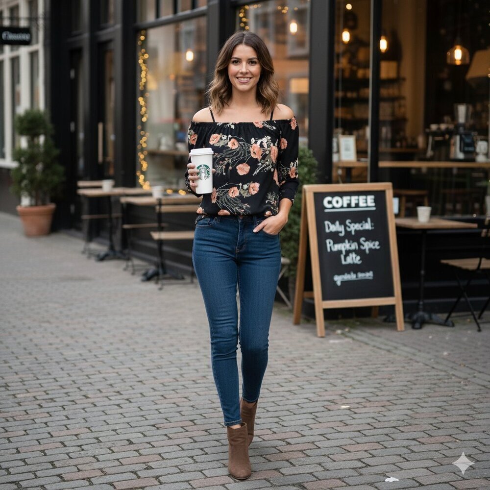 Blush medium floral flirty summer blouse